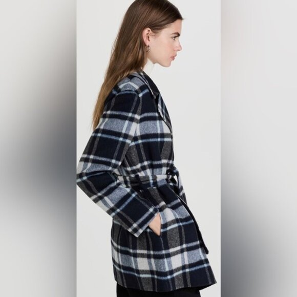 THEORY Wool-Blend Plaid Belted Coat - Picture 4 of 10
